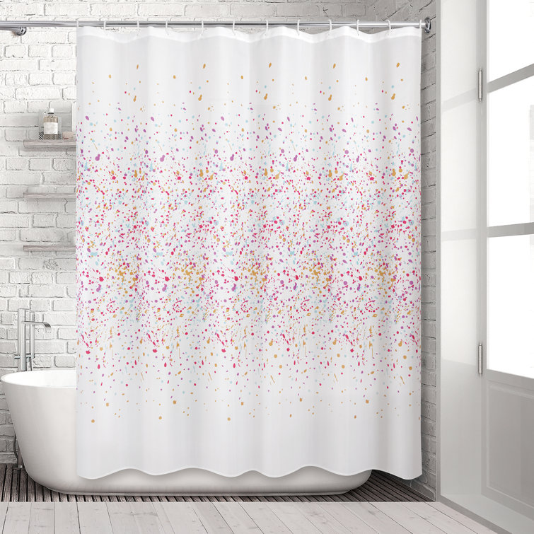 Ebern Designs CONFETTI SHOWER CURTAIN PINK & Reviews Wayfair